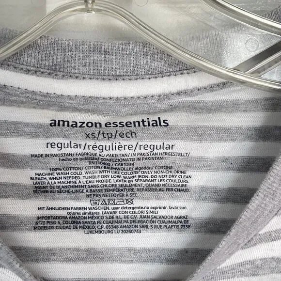 New Men T Shirt XS Stripes Crewneck Tee Gray Short Sleeve - Picture 6 of 9